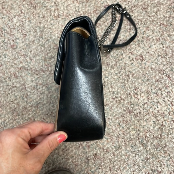 Black/ brown leather quilted purse with adjustable chain strap - Picture 5 of 14